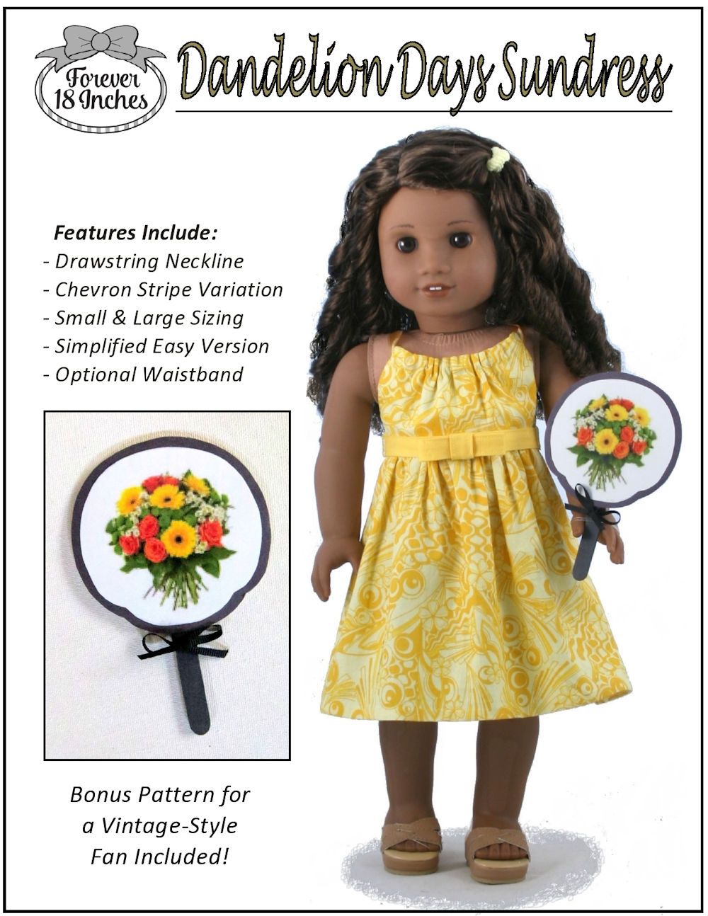 Forever 18 Inches 18 Inch Modern Dandelion Days Sundress 18" Doll Clothes Pattern Pixie Faire