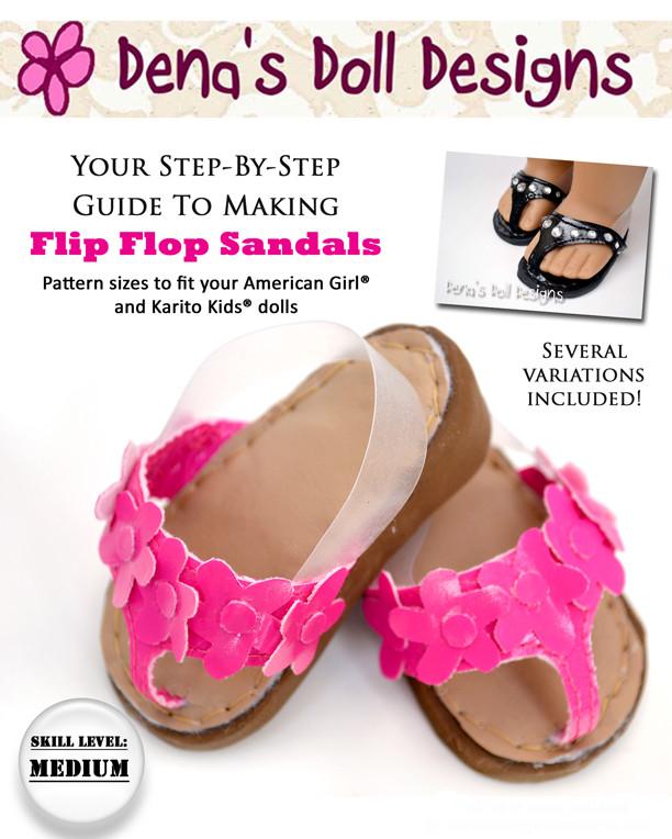 Flip Flop Sandals 18 inch Doll Shoes Pattern PDF Download