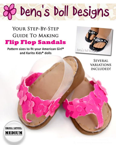 Dena's Doll Designs Shoes Flip Flop Sandals 18" Doll Shoes Pixie Faire