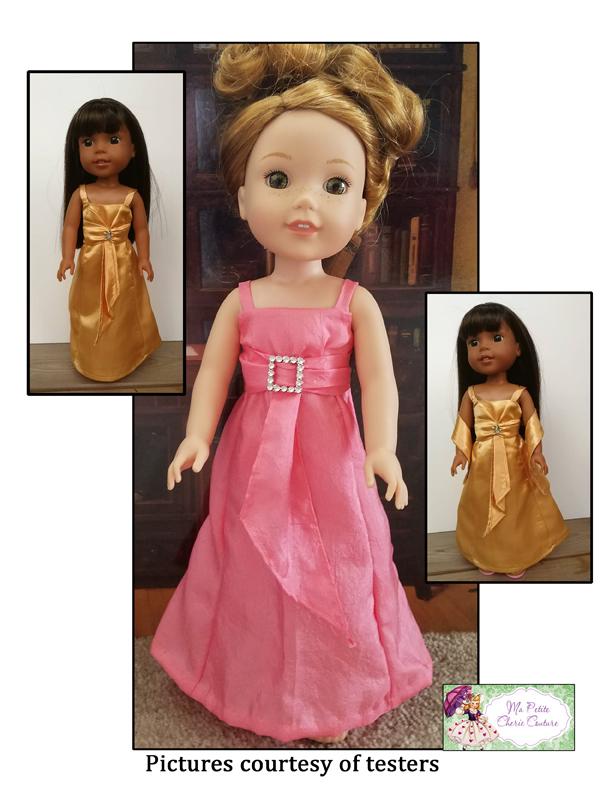 Mon Petite Cherie Couture WellieWishers Diamond Cascade Dress 14.5" Doll Clothes Pattern Pixie Faire