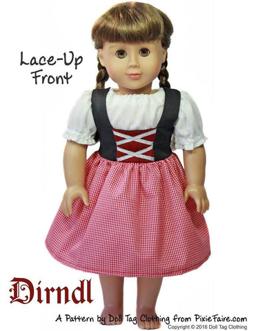 Doll Tag Clothing 18 Inch Historical Dirndl 18" Doll Clothes Pattern Pixie Faire