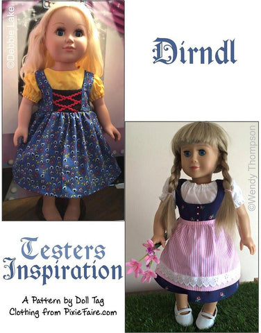 Doll Tag Clothing 18 Inch Historical Dirndl 18" Doll Clothes Pattern Pixie Faire