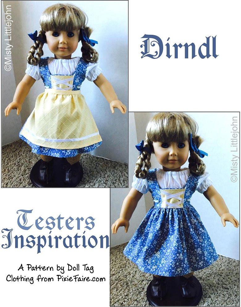 Doll Tag Clothing 18 Inch Historical Dirndl 18" Doll Clothes Pattern Pixie Faire