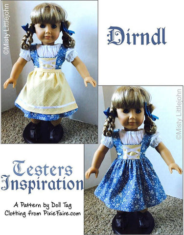 Doll Tag Clothing 18 Inch Historical Dirndl 18" Doll Clothes Pattern Pixie Faire