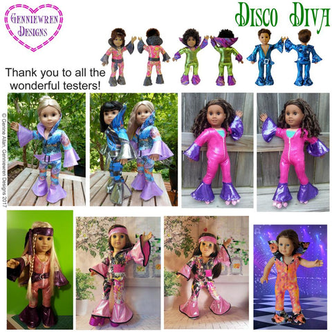 Genniewren 18 Inch Historical Disco Diva 18" Doll Clothes Pattern Pixie Faire