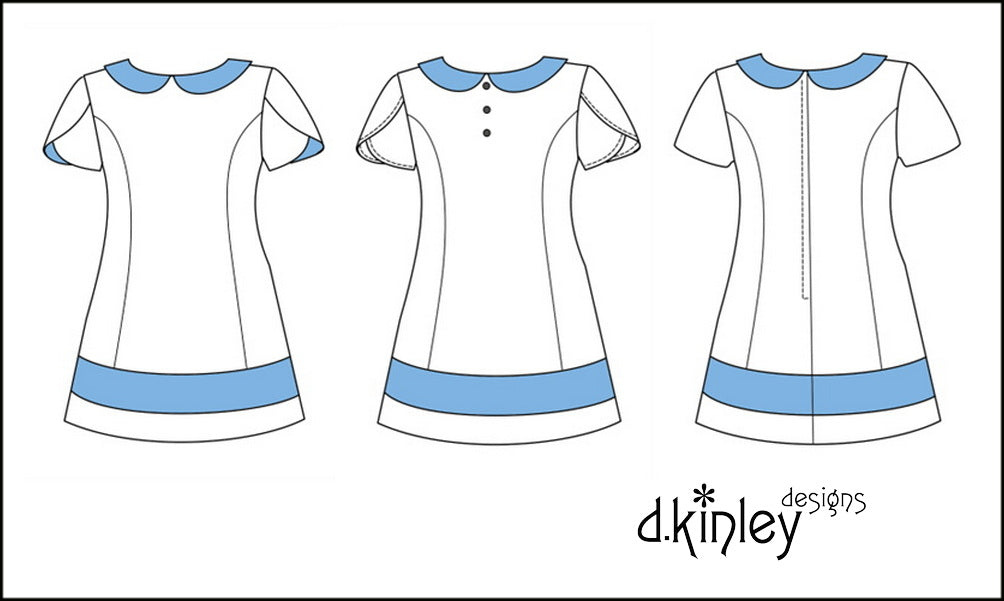 Dkinley Designs 18 Inch Modern Two Tulips Dress 18" Doll Clothes Pattern Pixie Faire