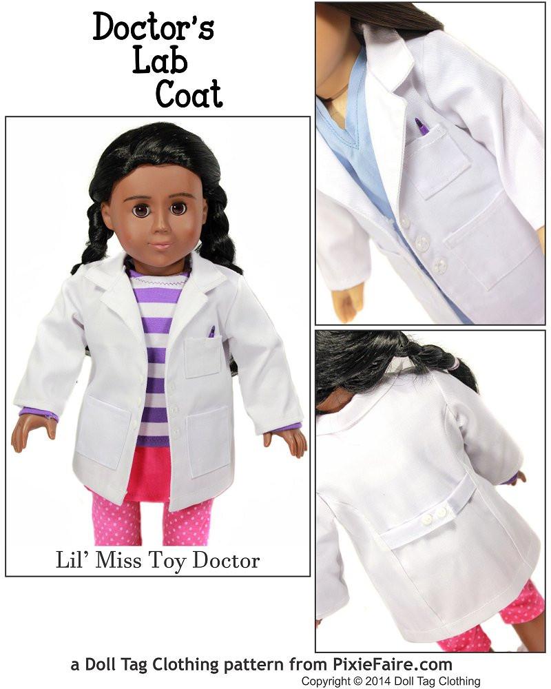 Doll Tag Clothing Doctor's Lab Coat 18 inch Doll Clothes Pattern