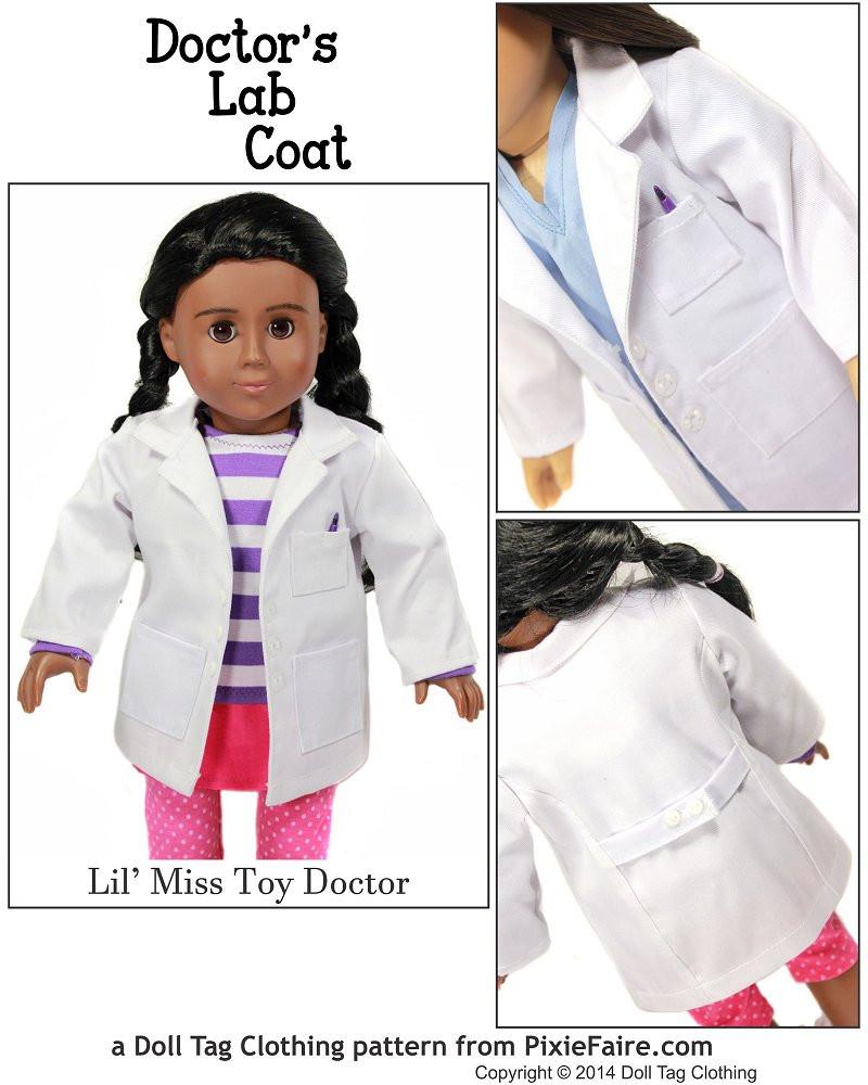 Doll Tag Clothing 18 Inch Modern Doctor's Lab Coat 18" Doll Clothes Pixie Faire