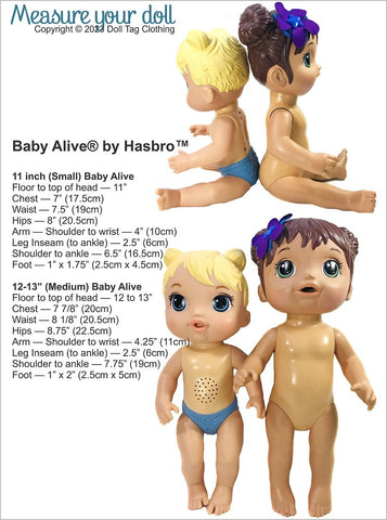 Doll Tag Clothing Baby Alive Doll Heartwarming Pajamas Pattern for 11-13 Inch Baby Alive Dolls Pixie Faire