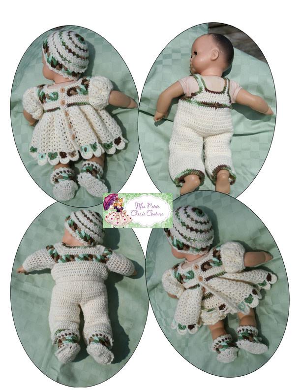 Mon Petite Cherie Couture Bitty Baby/Twin Dolly Rings Dress and Panties Crochet Pattern Pixie Faire