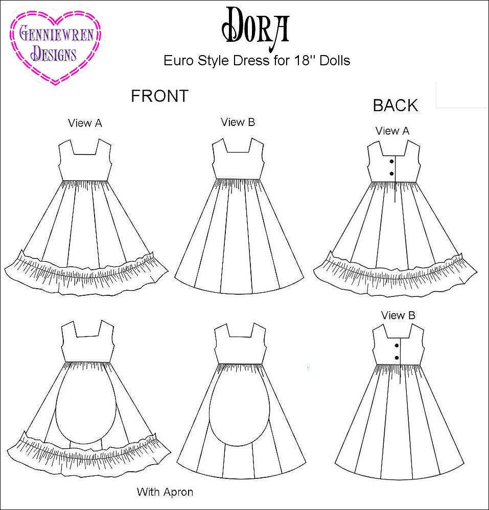 Dora Pattern Dora Dress 18 inch Doll Clothes PDF Pattern Download