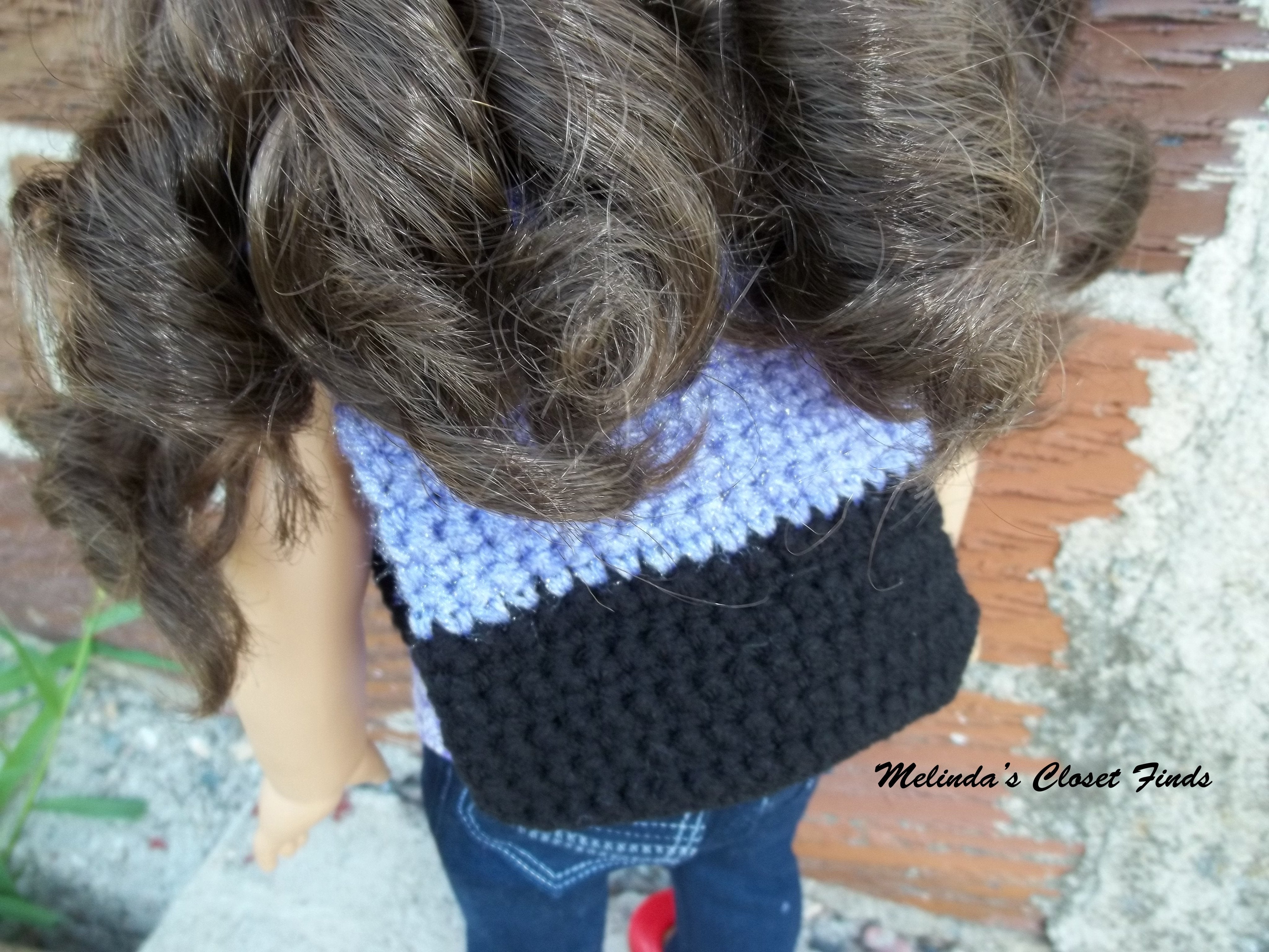 crochet mini backpack for dolls Melinda's Closet Finds Crocheted Drawstring Backpack Pattern 18 inch American Girl Dolls