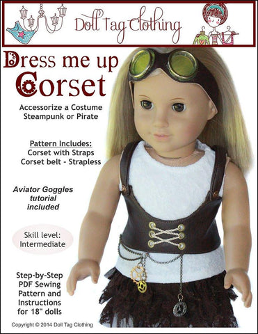 Doll Tag Clothing 18 Inch Modern Dress Me Up Corset 18" Doll Clothes Pattern Pixie Faire