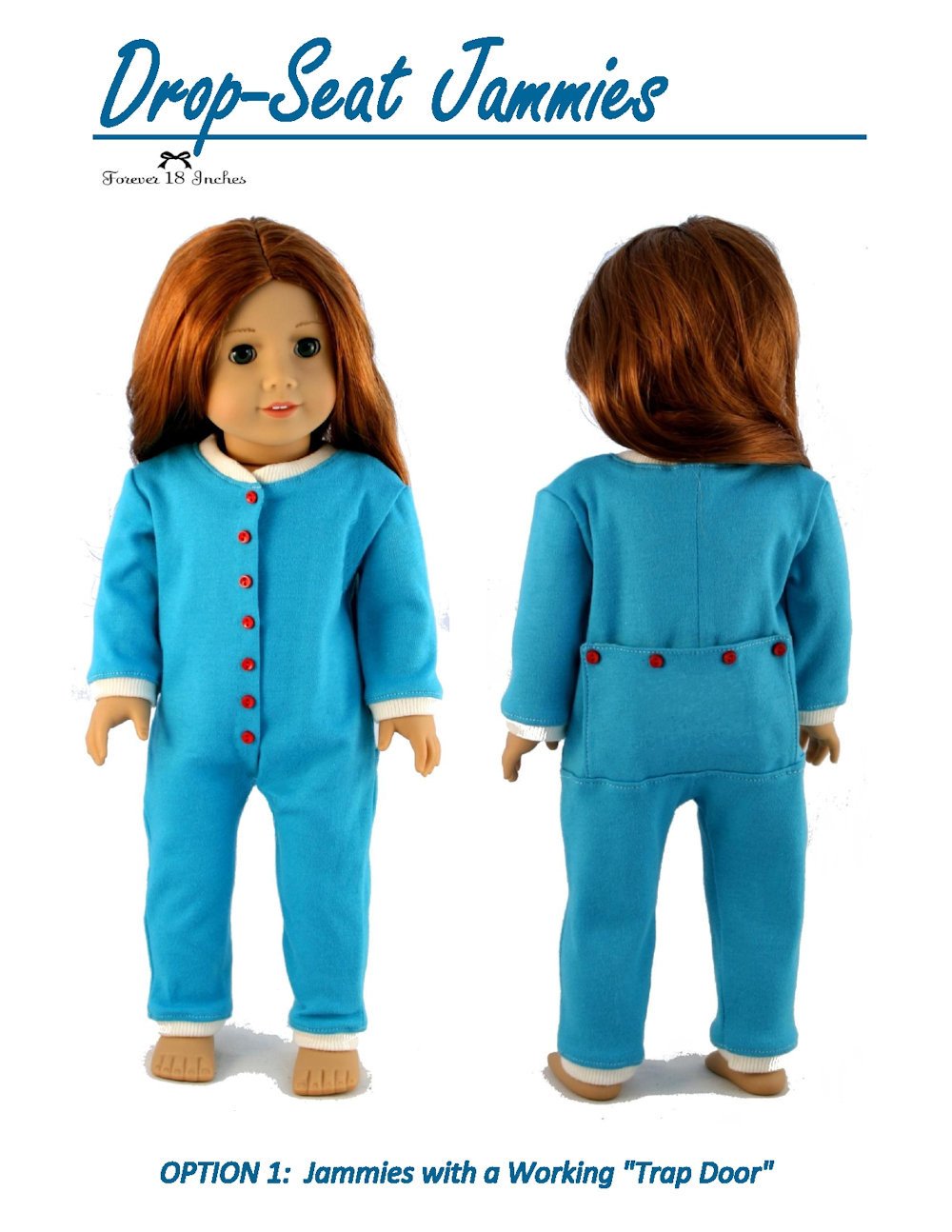 Forever 18 Inches 18 Inch Modern Drop-Seat Jammies 18" Doll Clothes Pixie Faire
