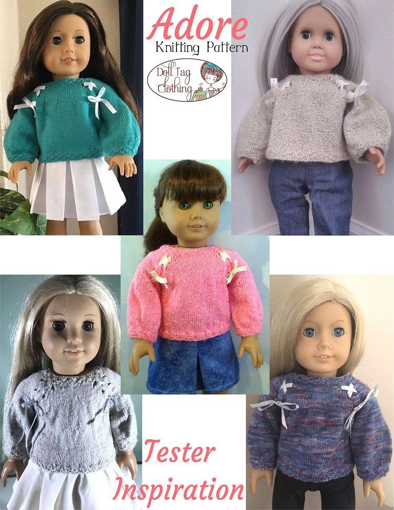 Doll Tag Clothing Knitting Adore Knit Sweater 18" Doll Clothes Pixie Faire