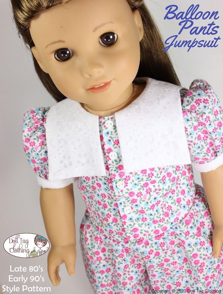 Doll Tag Clothing 18 Inch Historical Balloon Pants Jumpsuit 18" Doll Clothes Pattern Pixie Faire