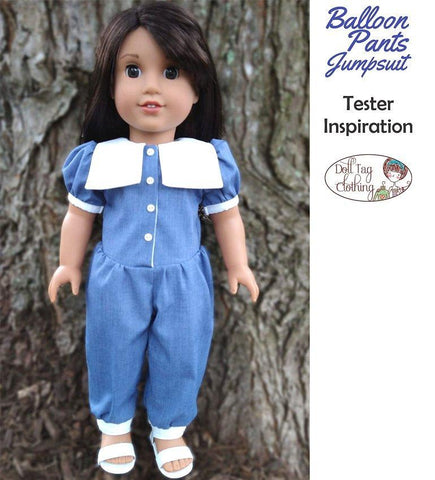 Doll Tag Clothing 18 Inch Historical Balloon Pants Jumpsuit 18" Doll Clothes Pattern Pixie Faire