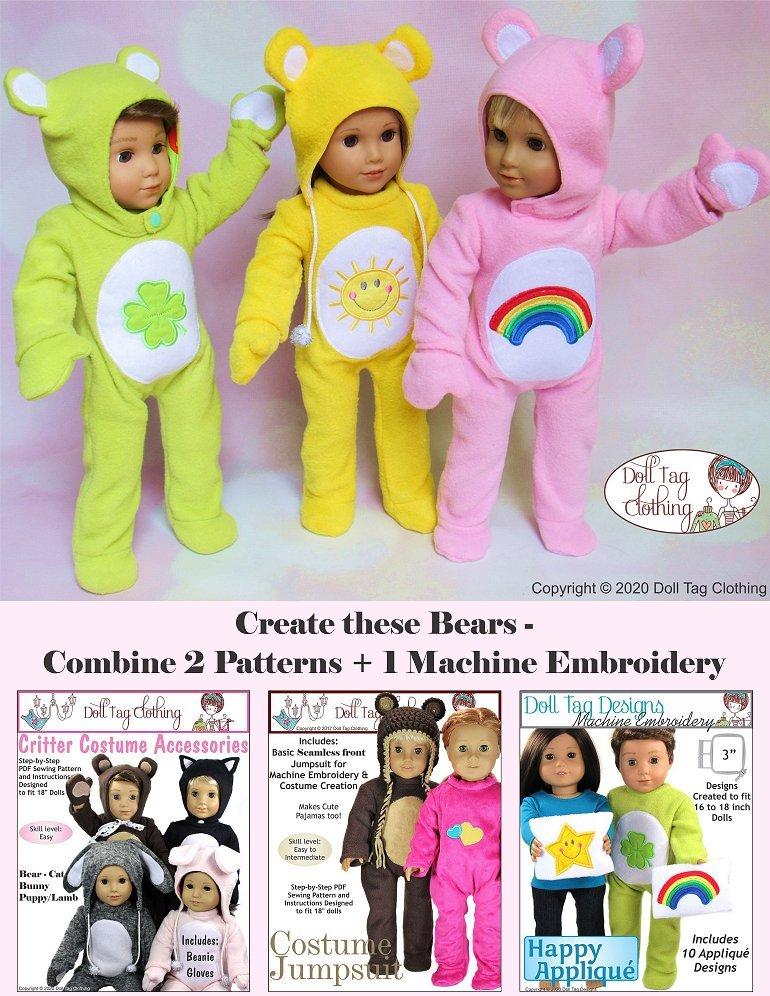 Doll Tag Clothing 18 Inch Modern Critter Costume Accessories 18" Doll Clothes Pattern Pixie Faire