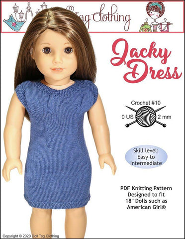 Doll Tag Clothing Knitting Jacky Dress 18" Doll Clothes Knitting Pattern Pixie Faire