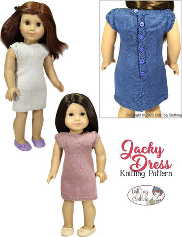 Doll Tag Clothing Knitting Jacky Dress 18" Doll Clothes Knitting Pattern Pixie Faire