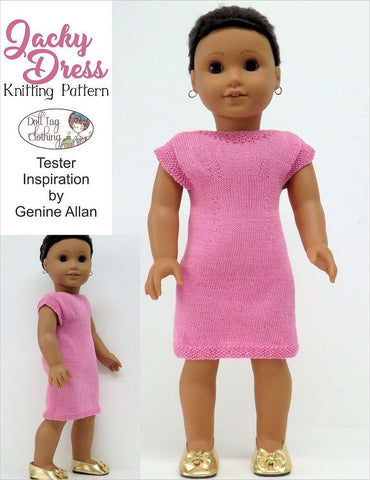 Doll Tag Clothing Knitting Jacky Dress 18" Doll Clothes Knitting Pattern Pixie Faire