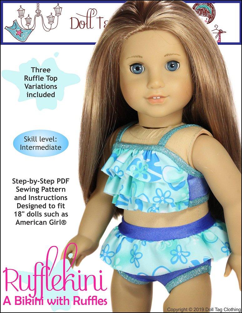 Doll Tag Clothing 18 Inch Modern Rufflekini Swimsuit 18" Doll Clothes Pixie Faire