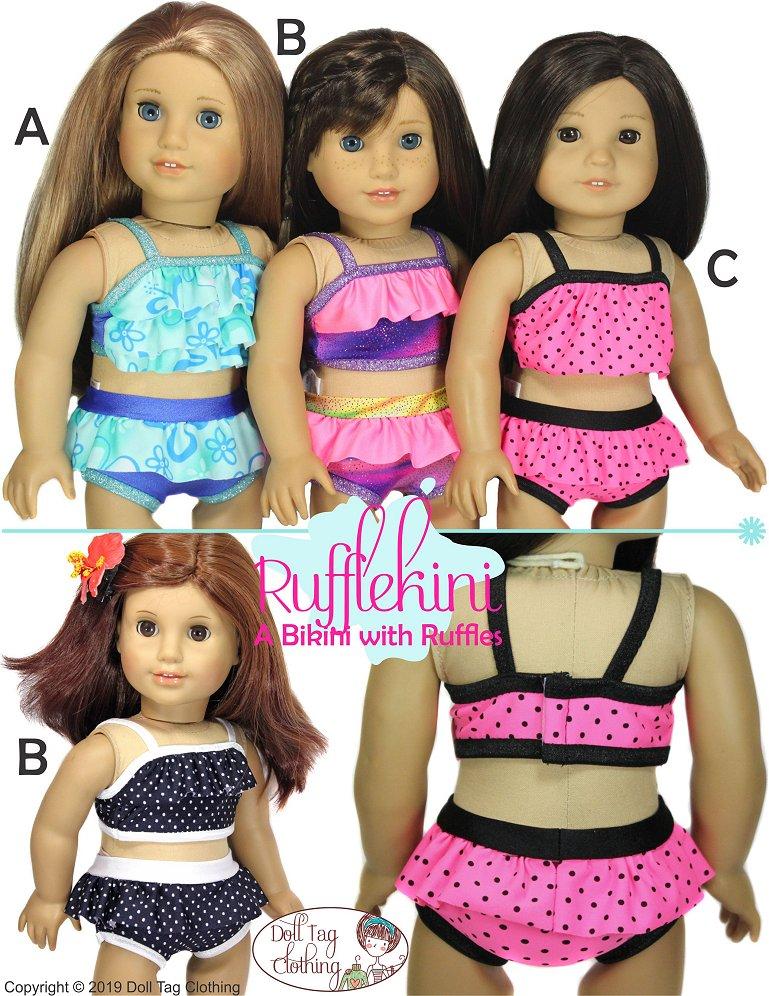 Doll Tag Clothing 18 Inch Modern Rufflekini Swimsuit 18" Doll Clothes Pixie Faire