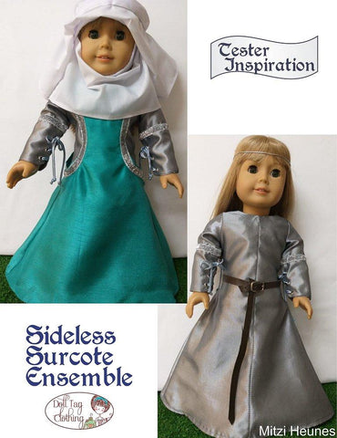 Doll Tag Clothing 18 Inch Historical Sideless Surcote Ensemble Medieval Collection 18" Doll Clothes Pattern Pixie Faire