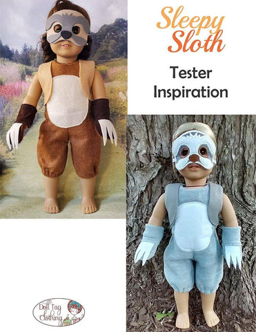 Doll Tag Clothing 18 Inch Modern Sleepy Sloth 18" Doll Clothes Pattern Pixie Faire