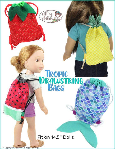Doll Tag Clothing 18 Inch Modern Tropic Drawstring Bags 18" Doll Accessories Pattern Pixie Faire