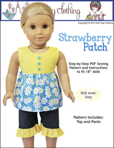 Doll Tag Clothing 18 Inch Modern Strawberry Patch 18" Doll Clothes Pattern Pixie Faire