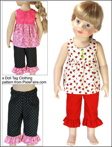 Doll Tag Clothing Kidz n Cats Strawberry Patch Pattern for 18" Slim Dolls Pixie Faire