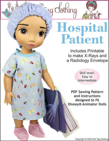 Doll Tag Clothing Disney Animator Hospital Patient Doll Clothes Pattern Designed to Fit Disney® Animators Dolls Pixie Faire