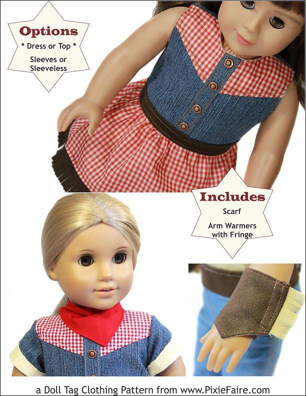 Doll Tag Clothing 18 Inch Modern Rodeo Cowgirl 18" Doll Clothes Pattern Pixie Faire