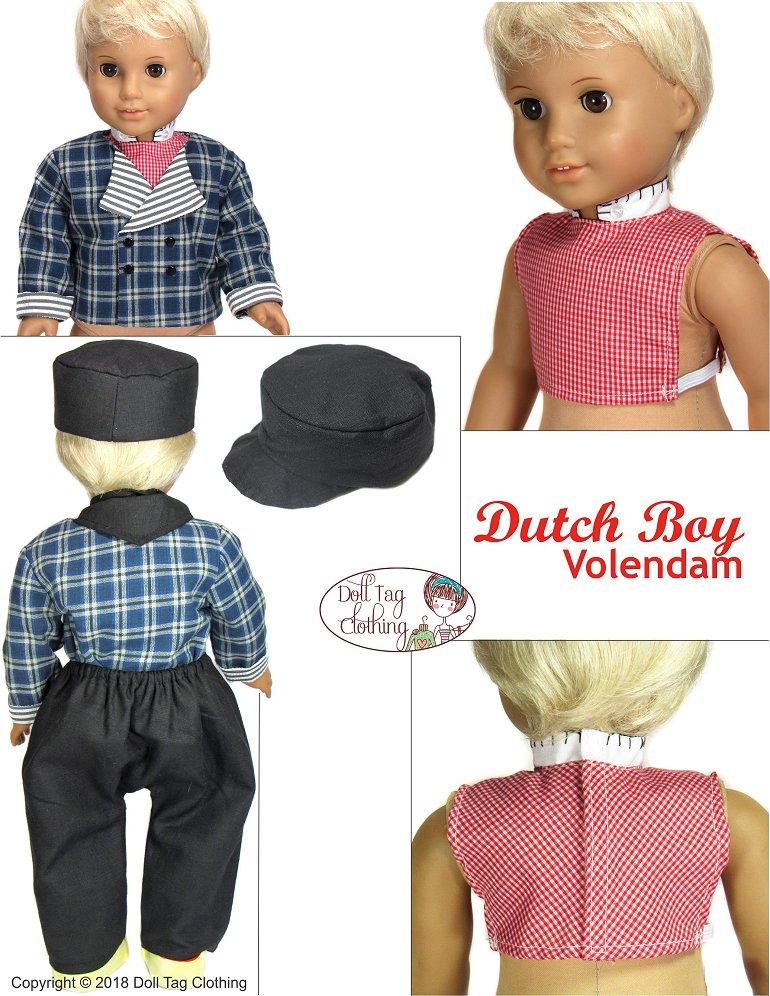 Doll Tag Clothing 18 Inch Boy Doll Dutch Boy: Volendam 18" Doll Clothes Pattern Pixie Faire
