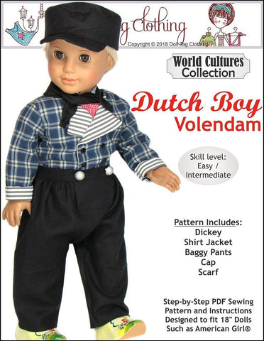 Doll Tag Clothing 18 Inch Boy Doll Dutch Boy: Volendam 18" Doll Clothes Pattern Pixie Faire