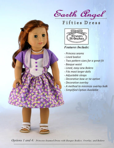 Forever 18 Inches 18 Inch Historical Earth Angel Fifties Dress 18" Doll Clothes Pattern Pixie Faire