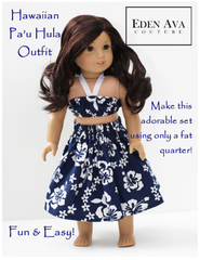 Hawaiian Pa'u Hula Outfit 18 inch Doll Clothes Pattern PDF Download