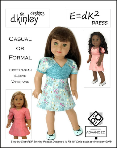 Dkinley Designs 18 Inch Modern E=dK2 Dress 18" Doll Clothes Pattern Pixie Faire