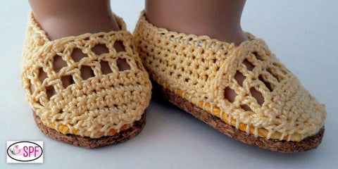 Sweet Pea Fashions Shoes Elena Crocheted Shoes 18" Doll Crochet Pattern Pixie Faire