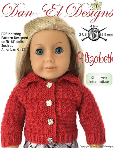 Dan-El Designs Knitting Elizabeth 18" Doll Knitting Pattern Pixie Faire