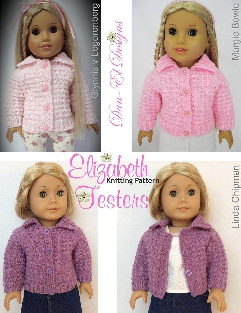 Dan-El Designs Knitting Elizabeth 18" Doll Knitting Pattern Pixie Faire