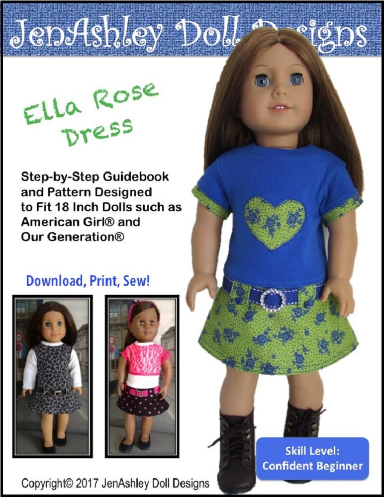 JenAshley Doll Designs Ella Rose Dress Doll Clothes Pattern 18 inch American Girl Dolls JenAshley Doll Designs Ella Rose Dress Doll Clothes Pattern 18 inch American Girl Dolls