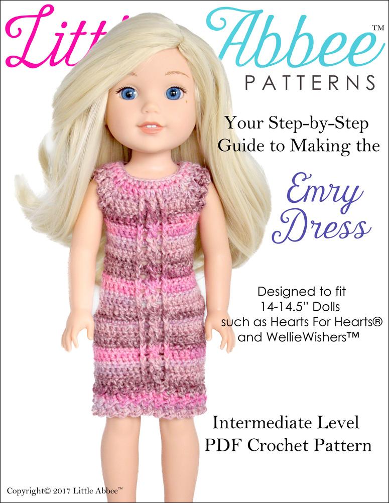 Little Abbee WellieWishers Emry Dress Crochet Pattern for 14-14.5" Dolls Pixie Faire