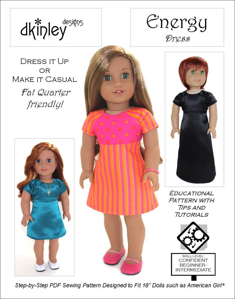 Dkinley Designs 18 Inch Modern Energy Dress 18" Doll Clothes Pattern Pixie Faire