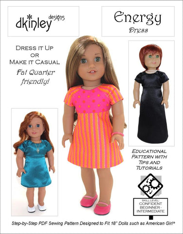 Dkinley Designs 18 Inch Modern Energy Dress 18" Doll Clothes Pattern Pixie Faire