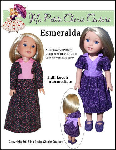 Mon Petite Cherie Couture WellieWishers Esmeralda Dress 14.5" Doll Clothes Pattern Pixie Faire