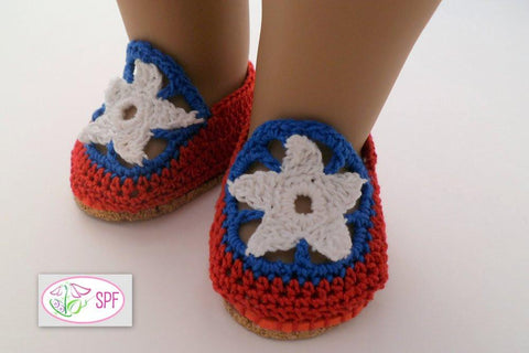 Sweet Pea Fashions Crochet Estrella Slip-on Shoes 18" Doll Shoes Pixie Faire
