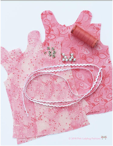 Pink Ladybug WellieWishers Butterfly Frock 14.5" Doll Clothes Pattern Pixie Faire