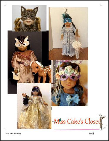 Miss Cake's Closet 18 Inch Modern Halloween Masks and Trick or Treat Bags 14-18" Doll Accessory Pattern Pixie Faire
